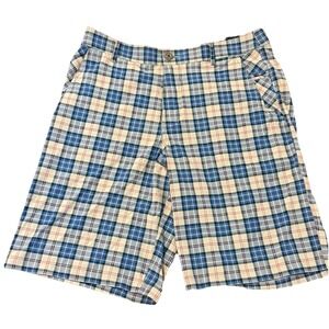 Lululemon Mens Kahuna Shorts Tartan Plaid Casual‎ Golf Size 36 Blue Red Grey
